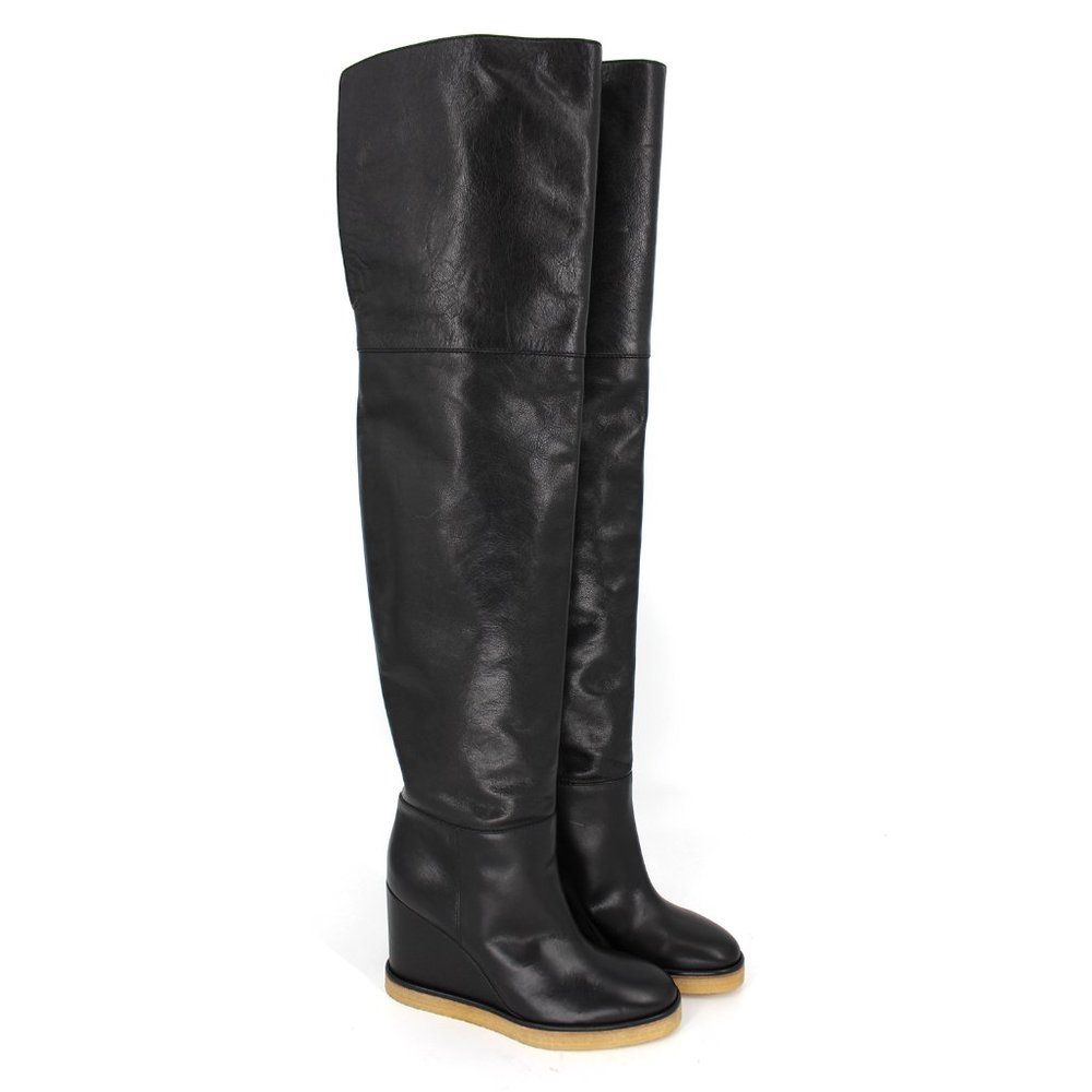 NEW Celine Manon Thigh High Wedge Boots Calfskin